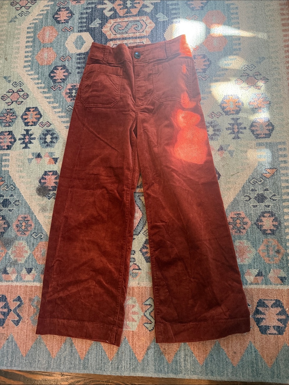 Maeve by Anthropologie βThe Coletteβ Wide Leg Corduroy Pants- Rust Orange Sz27